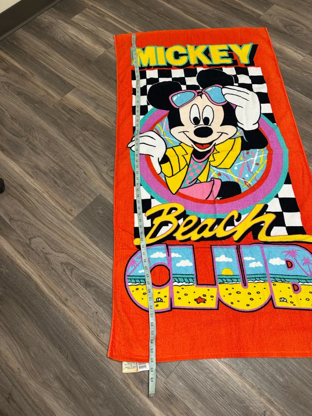 Vintage 90’s Disney Mickey Beach Club Cotton Beach Towel Franco Mfg. Co.